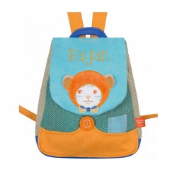sac a dos enfant bleu orange personnalisable