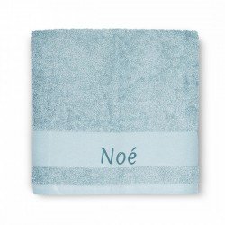 serviette de bain personnalisable bleue avec renard brodé