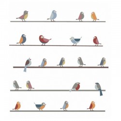 Sticker oiseaux colorés sur un fil. Design et tendance pour chambre d'enfant